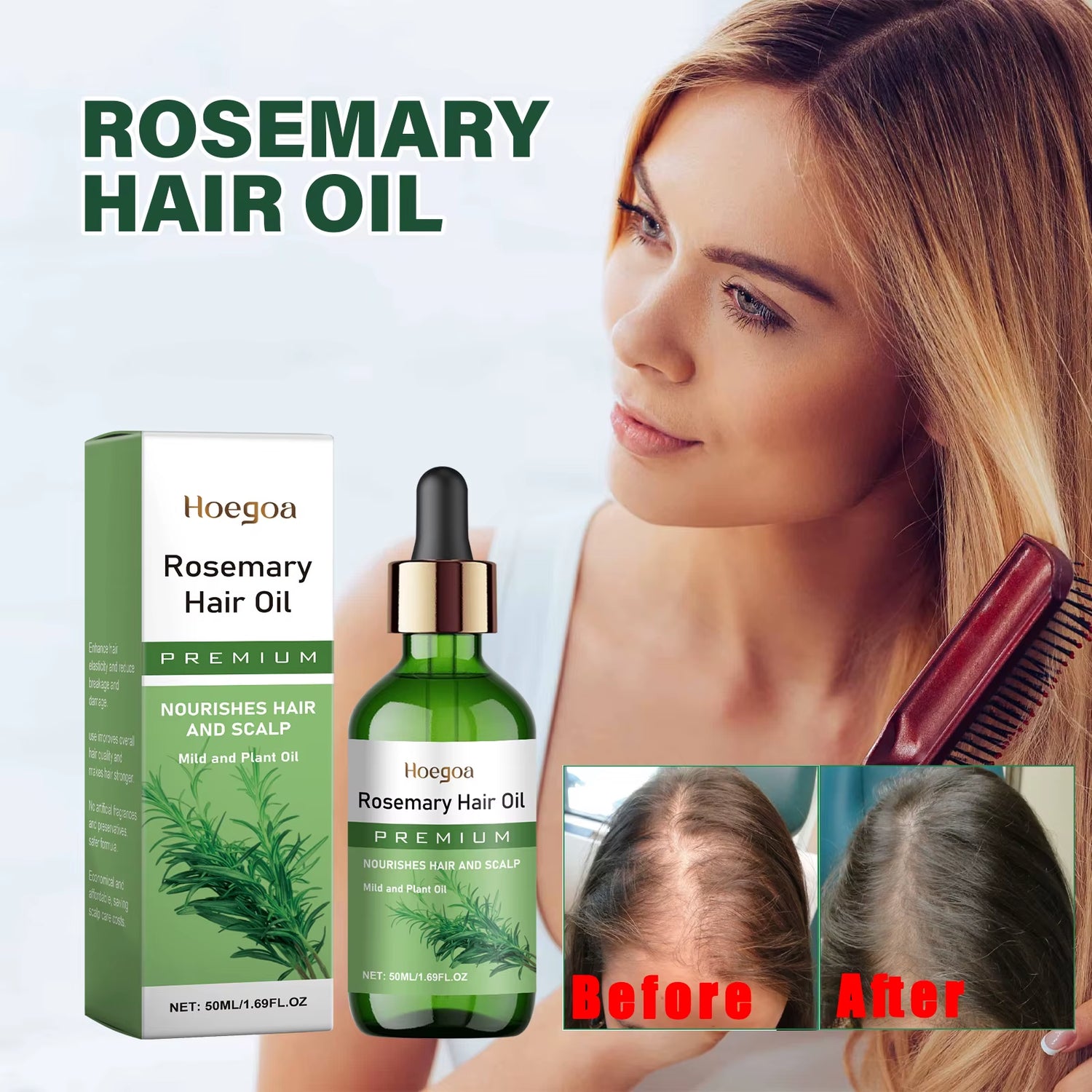 Rosemary Dense Hair Essential Oil Repairs Hair Damage Prevent Hair Loss Soften Hair Strengthen Hair Roots Nourishe Hair Care Oil