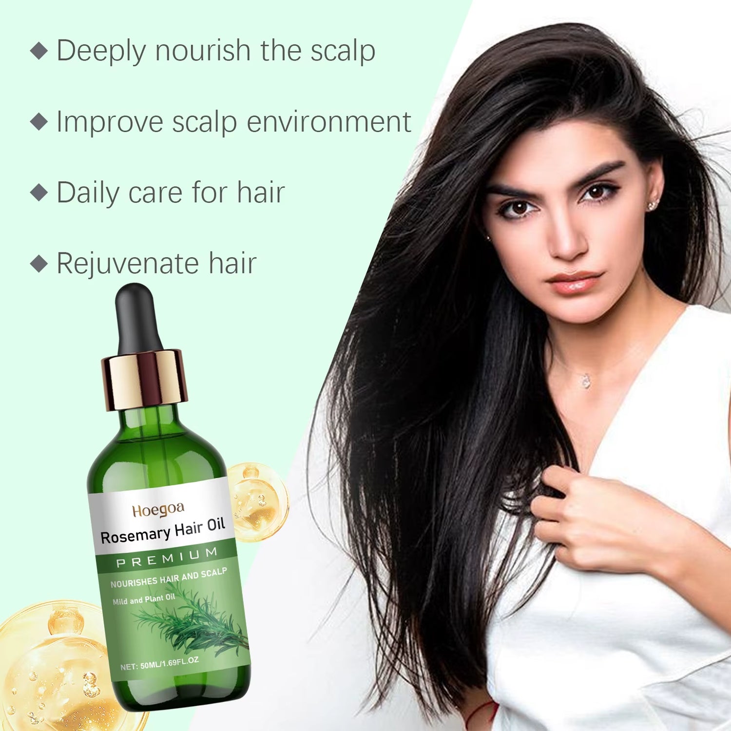 Rosemary Dense Hair Essential Oil Repairs Hair Damage Prevent Hair Loss Soften Hair Strengthen Hair Roots Nourishe Hair Care Oil